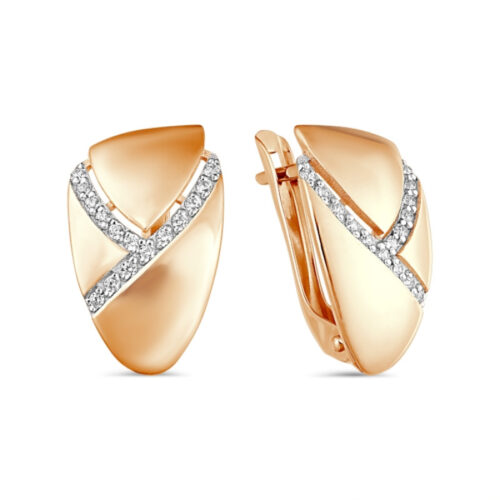 Серьги из золота 585 пробы с фианитом