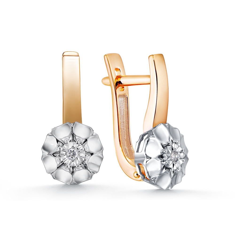 Серьги из золота 585 пробы с бриллиантом