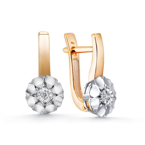 Серьги из золота 585 пробы с бриллиантом