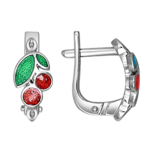 Серьги детские из серебра 925 пробы с эмалью