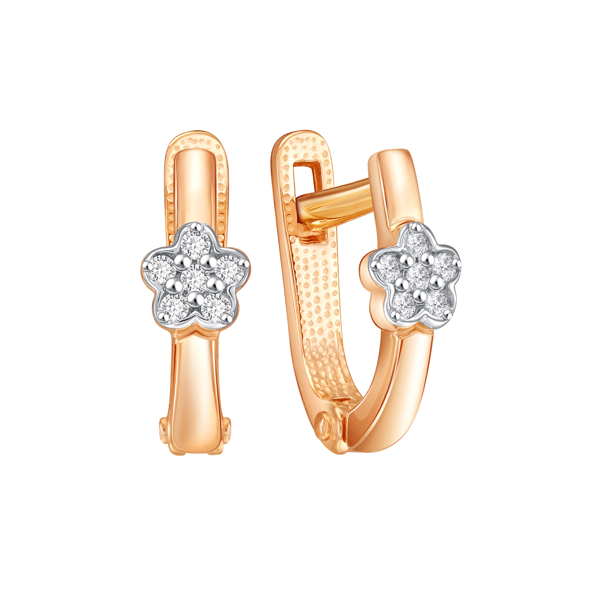 Серьги детские из золота 585 пробы с фианитом
