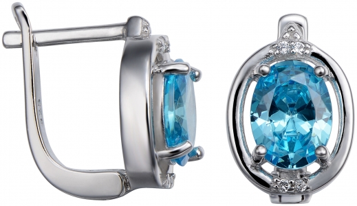 Серьги из серебра 925 пробы с фианитом