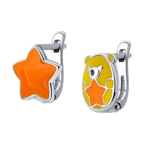 Серьги детские из серебра 925 пробы с эмалью
