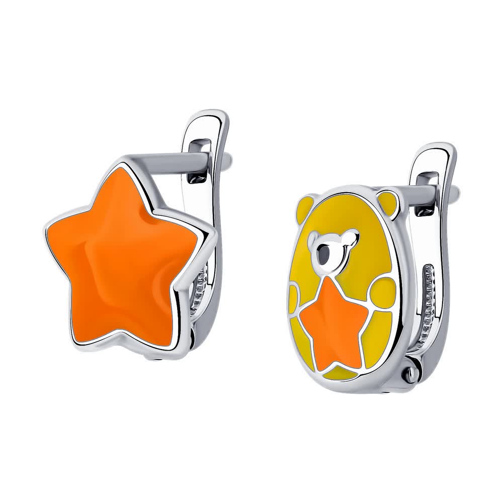 Серьги детские из серебра 925 пробы с эмалью