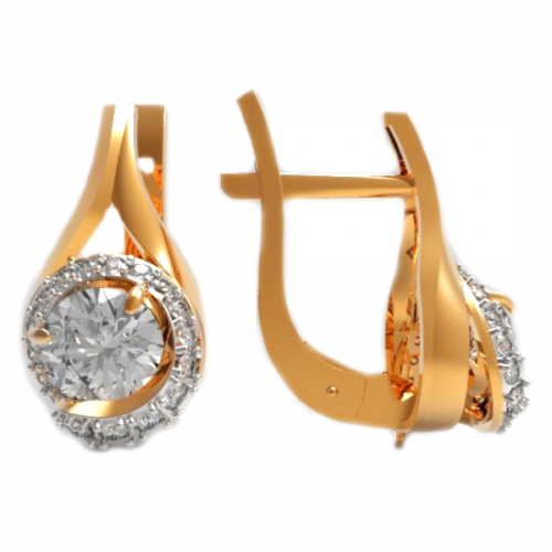 Серьги из золота 585 пробы с фианитом