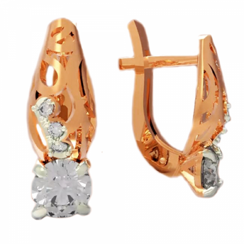 Серьги из золота 585 пробы с фианитом