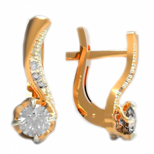 Серьги из золота 585 пробы с фианитом