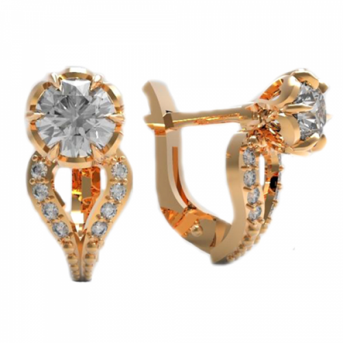 Серьги из золота 585 пробы с фианитом