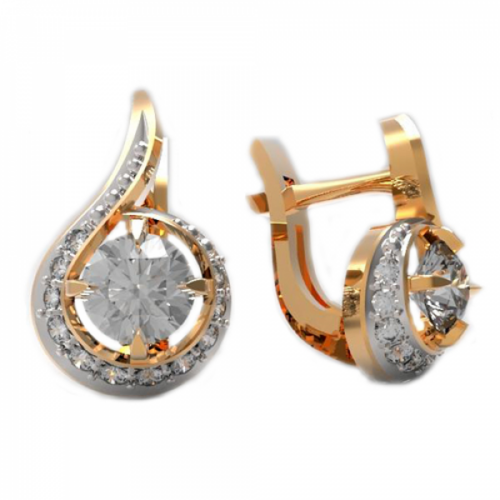 Серьги из золота 585 пробы с фианитом