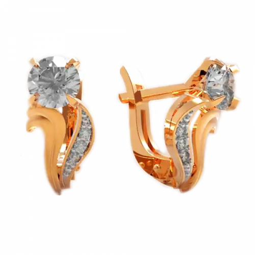 Серьги из золота 585 пробы с фианитом