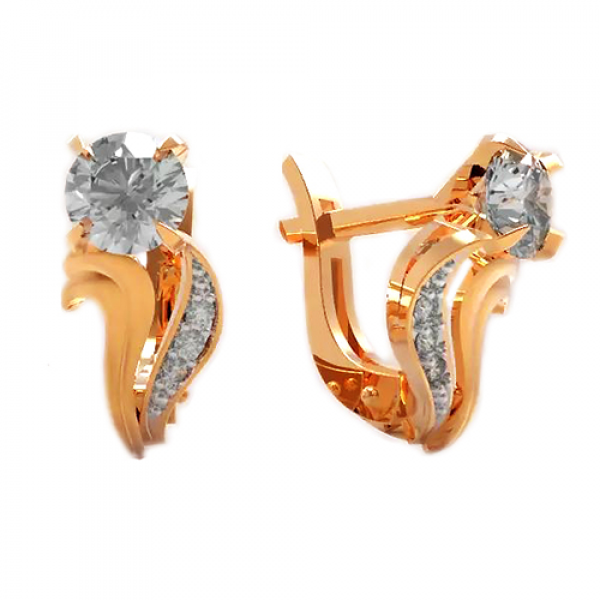 Серьги из золота 585 пробы с фианитом