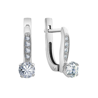 Серьги из серебра 925 пробы с фианитом