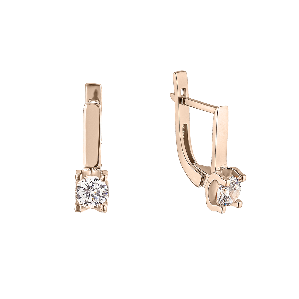 Серьги из золота 585 пробы с фианитом