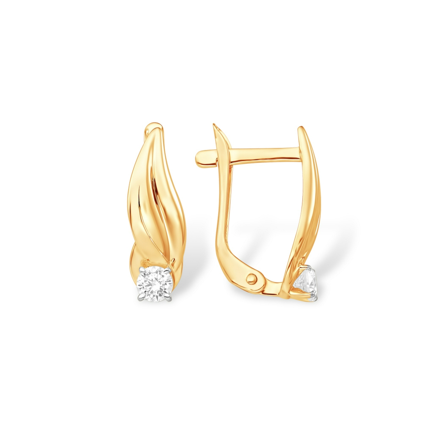 Серьги из золота 585 пробы с фианитом
