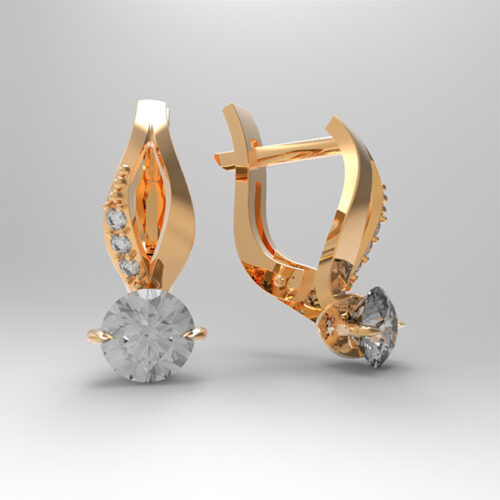 Серьги из золота 585 пробы с фианитом