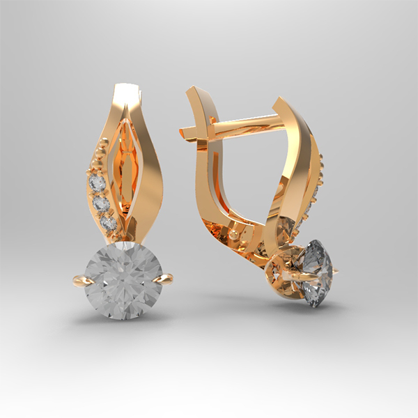 Серьги из золота 585 пробы с фианитом