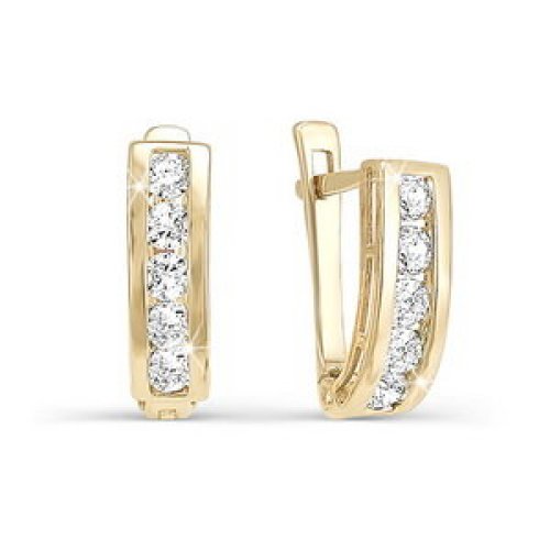 Серьги детские из золота 585 пробы с фианитом