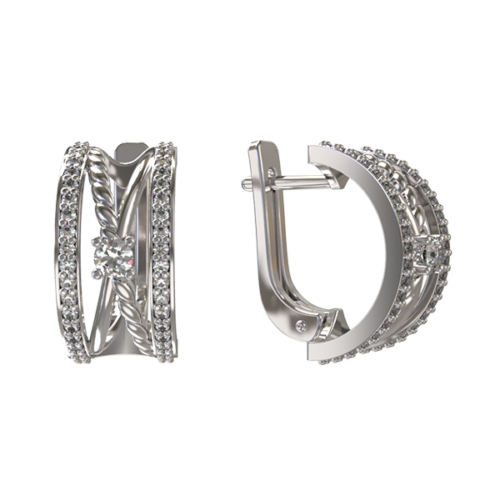 Серьги из серебра 925 пробы с фианитом