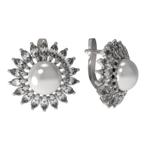 Серьги из серебра 925 пробы с жемчугом