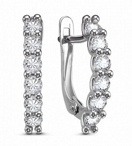 Серьги из серебра 925 пробы с фианитом