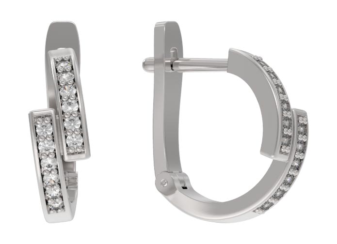Серьги из серебра 925 пробы с фианитом