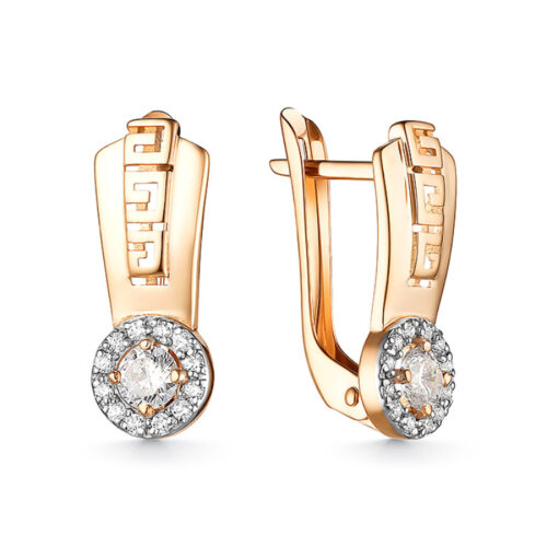 Серьги из золота 585 пробы с фианитом