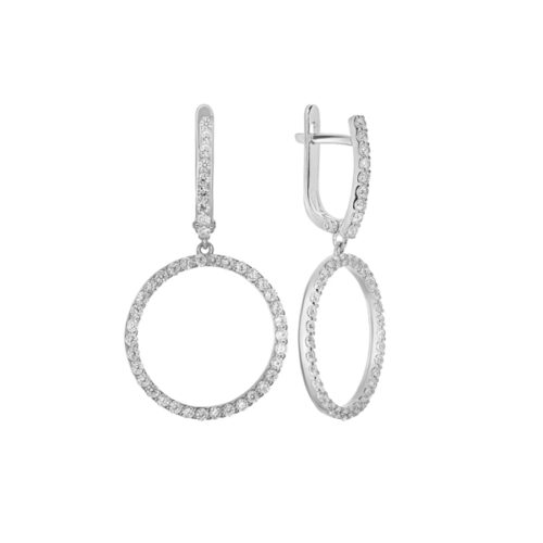 Серьги подвесные из серебра 925 пробы с фианитом