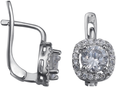 Серьги из серебра 925 пробы с фианитом