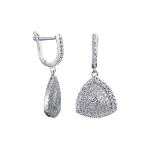 Серьги подвесные из серебра 925 пробы с фианитом