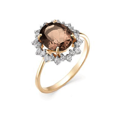 Кольцо из золота 585 пробы с раух-топазом