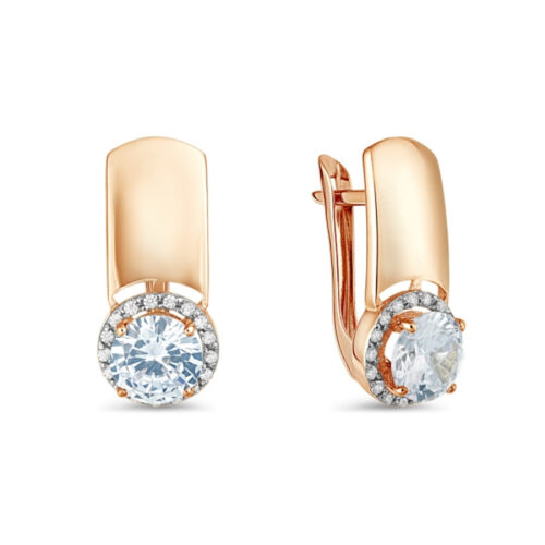 Серьги из золота 585 пробы с фианитом