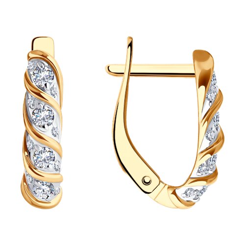 Серьги из золота 585 пробы с фианитом