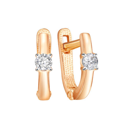 Серьги детские из золота 585 пробы с фианитом