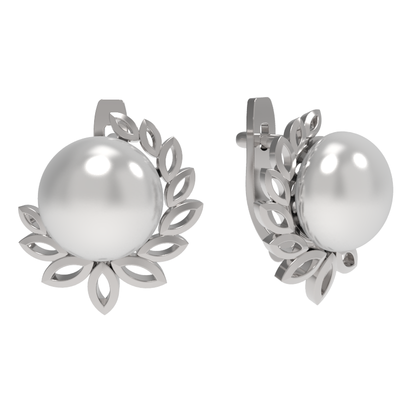 Серьги из серебра 925 пробы с жемчугом
