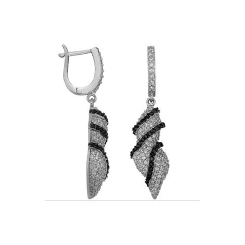 Серьги подвесные из серебра 925 пробы с фианитом