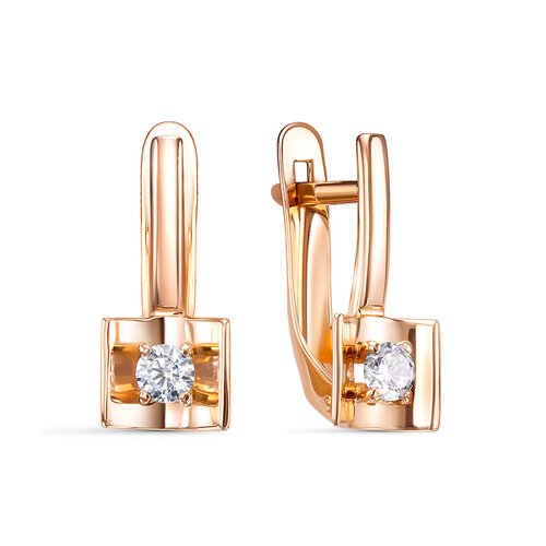 Серьги из золота 585 пробы с фианитом