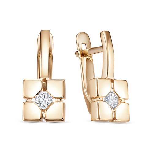 Серьги из золота 585 пробы с фианитом