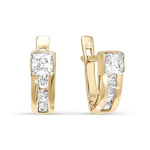 Серьги детские из золота 585 пробы с фианитом