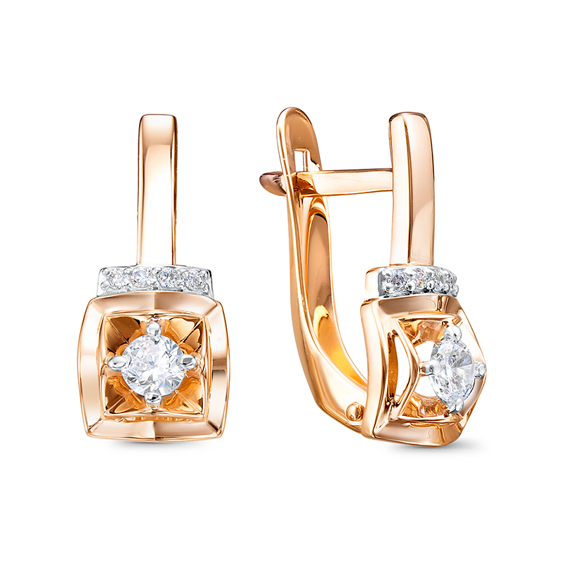 Серьги из золота 585 пробы с фианитом