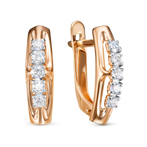 Серьги из золота 585 пробы с фианитом