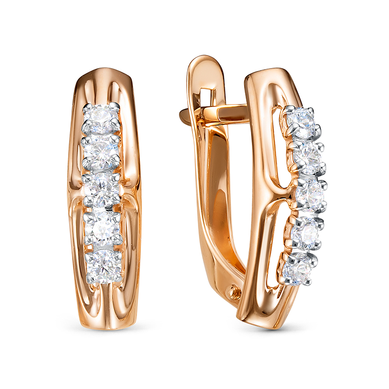 Серьги из золота 585 пробы с фианитом