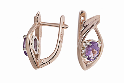 Серьги из золота 585 пробы с аметистом