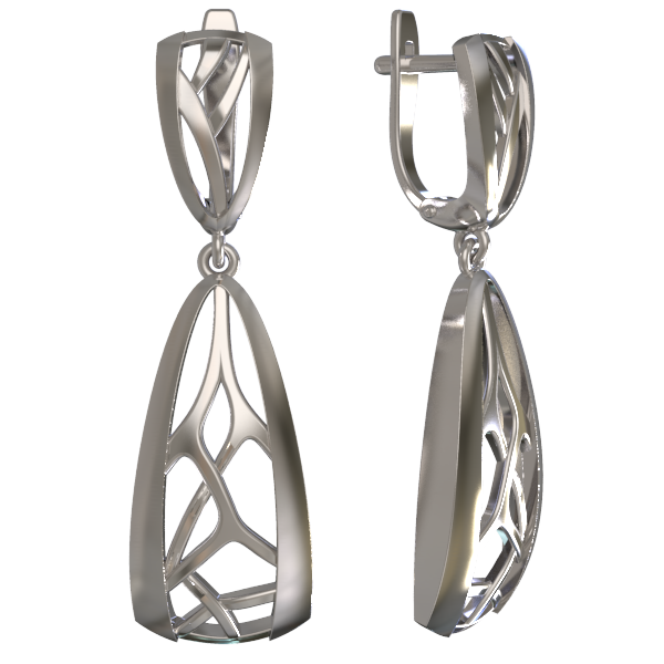 Серьги подвесные из серебра 925 пробы
