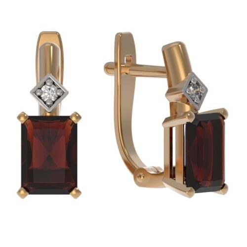 Серьги из золота 585 пробы с гранатом
