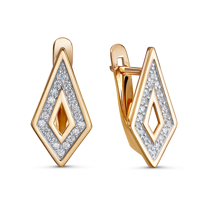 Серьги из золота 585 пробы с фианитом