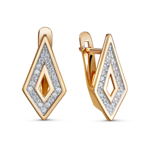 Серьги из золота 585 пробы с фианитом
