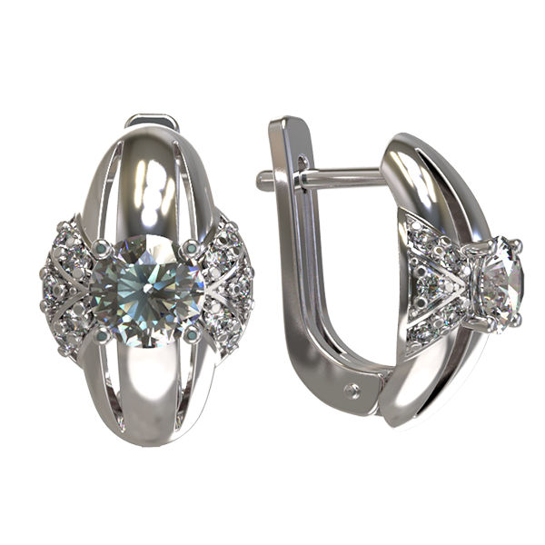 Серьги из серебра 925 пробы с фианитом