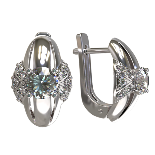 Серьги из серебра 925 пробы с фианитом