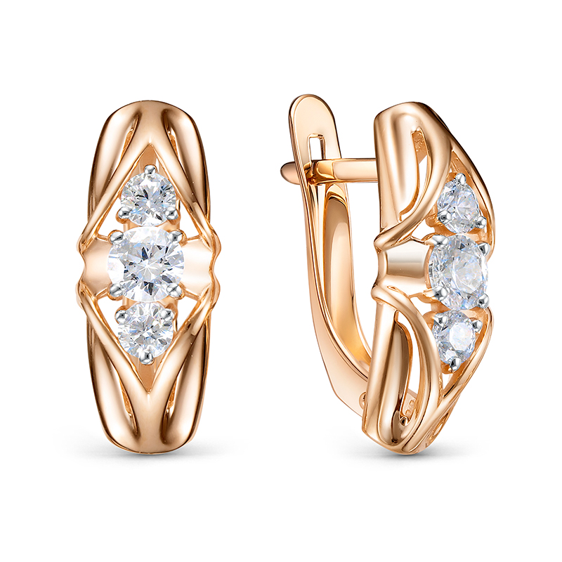 Серьги из золота 585 пробы с фианитом