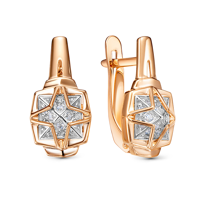 Серьги из золота 585 пробы с фианитом